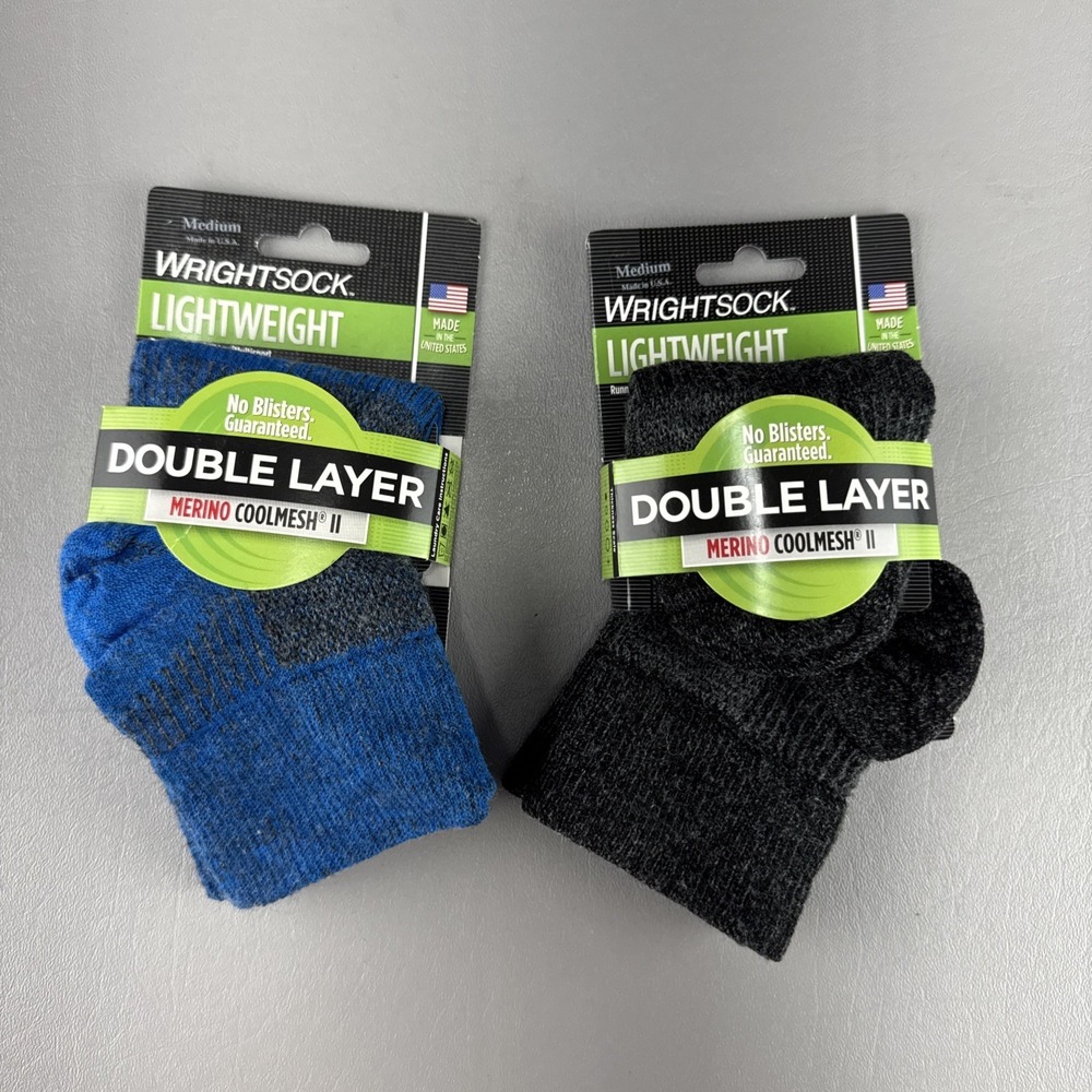 Wrightsock Merino Coolmesh II Double Layer No Blister Socks Medium 2 Pair